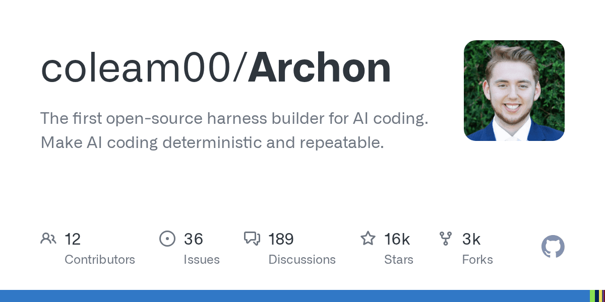 Repository GitHub di Archon — harness builder per AI coding con 16K stelle