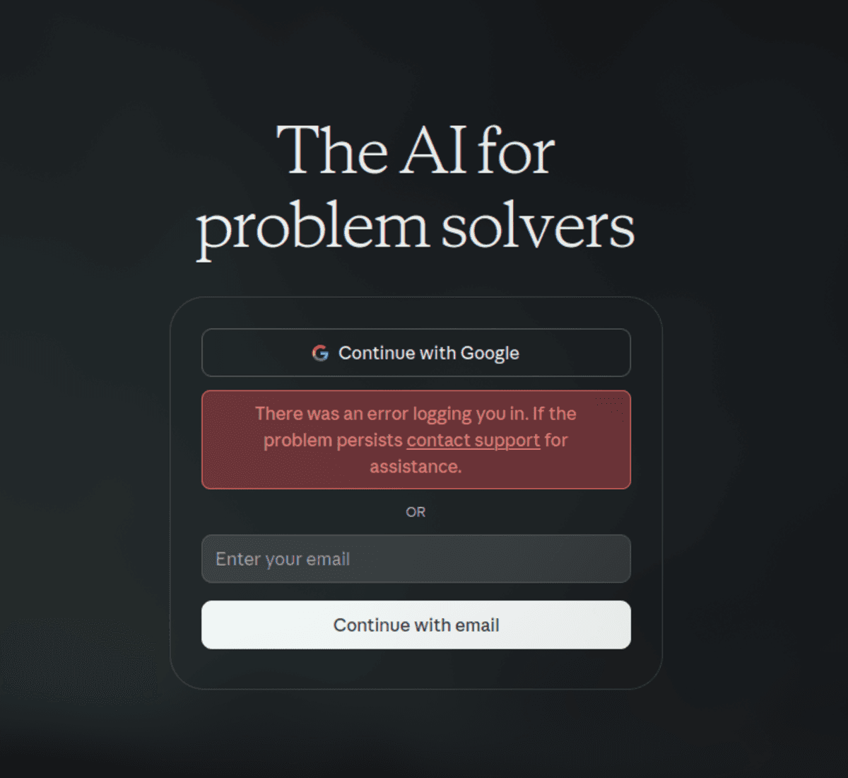 Schermata di errore login Claude.ai — marzo 2026