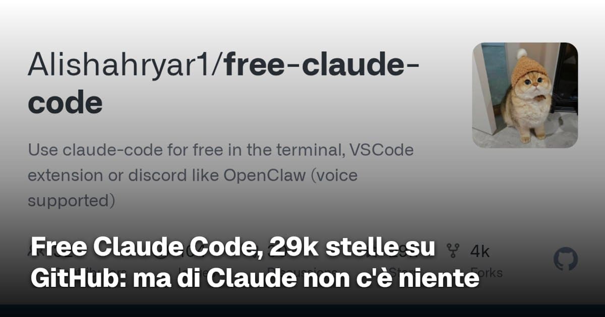 Free Claude Code, 29k stelle su GitHub: ma di Claude non c'è niente