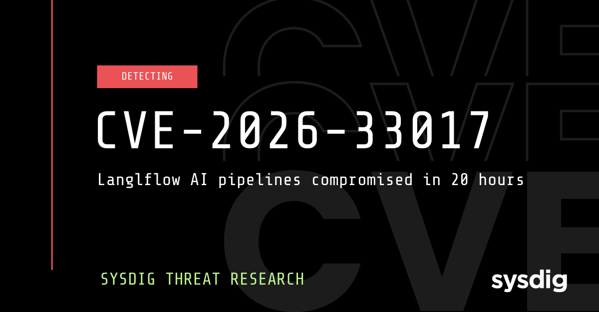 Langflow vulnerabilità CVE-2026-33017 timeline attacco Sysdig dalla disclosure all'exploit in 20 ore