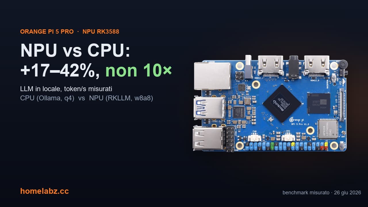 LLM locale ARM SBC benchmark: NPU vale +27%, non 10x