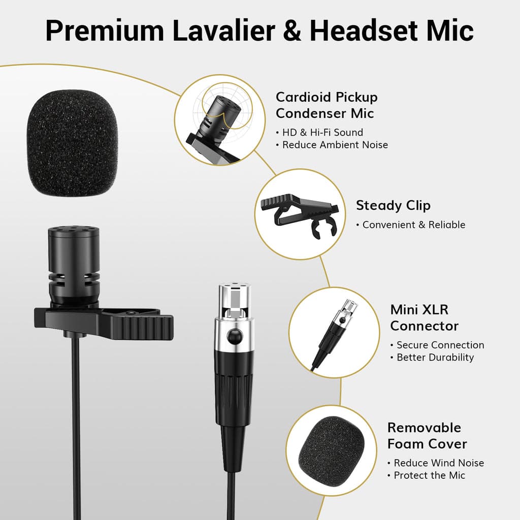 Tonor TW822, microfono ad archetto wireless con bodypack UHF e ricevitore a doppio canale