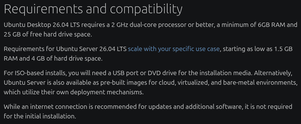ubuntu 26.04 ram requisiti minimi sistema operativo confronto windows 11